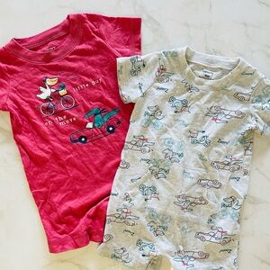 🎁 EUC Carter's Set of Two Play Bodysuits Salmon Pink and Gray